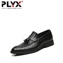Phliy xuan sapatos masculinos de couro preto, calçados para casamento 2019 2024 - compre barato