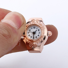 Girl's Lovely Palm Civet Pattern Case Rhinestone Elastic Quartz Finger Ring Watch 2024 - buy cheap