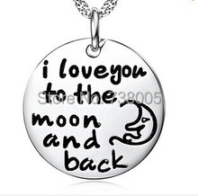 2014 Fashion" I Love You To The Moon and Back" Silver Circle Pendant Necklace Women Girls Gift necklace  Wholesale Jewelry 2024 - buy cheap