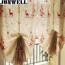 Junwell 1PC Poly/Linen Christmas Embroidery Roman Curtain Blinds Home Wave Kitchen Curtains Living Room Bath Room Balcony 2024 - buy cheap