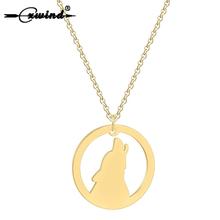 Cxwind New Design Howling Wolf Karma Round Pendant Necklace Stainless Steel Animal Necklaces Men Boy Friend Fashion Neck Jewelry 2024 - buy cheap