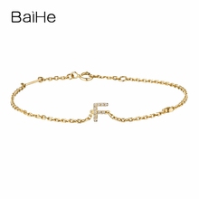 Baihe pulseira de pedras naturais de ouro 18k, bracelete com letras em ouro verdadeiro para mulheres, joias finas de alta moda 2024 - compre barato