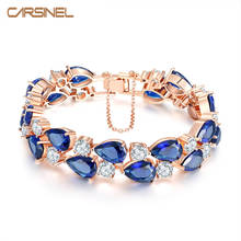 CARSINEL New Trendy Blue Cubic Zircon Wedding Bracelet for Women Fashion Rose Gold Color Jewelry Bracelets & Bangles BR0005 2024 - buy cheap
