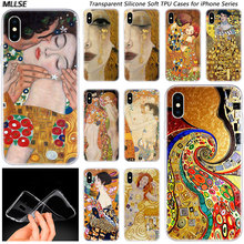 O Beijo por Gustavo Klimt quente Moda Tampa Da Caixa Do Silicone para A Apple iPhones 11 XS Pro Max X XR 7 8 6 6s Plus 5S SE TPU Soft Case 2024 - compre barato