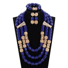 Fantastic Blue Artificial Coral African Nigerian Beads Jewellery Set Brides Costume Women Necklace Set Free Shipping CNR830 2024 - buy cheap