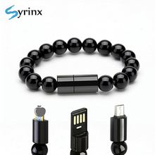 Syrinx 23,7 см 8 Pin браслет мобильного телефона Кабели микро-usb Тип C для передачи данных из бисера браслет Портативный Зарядное устройство для Iphone кабель короткий 2024 - купить недорого