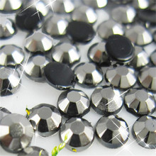 2-7MM DIY hematita brillante Color gris estrás acrílico redondo Flatback acrílico piedra sin pegamento para artesanía a mano decoración de artes 2024 - compra barato