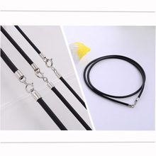Black Rubber Leather Cord Rope Necklace Choker With 925 Sterling Silver Lobster Clasp Connector Buckle DIY Jewelry Accessories 2024 - buy cheap