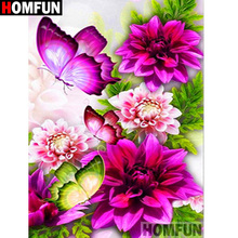 HOMFUN Full Square/Round Drill 5D DIY Diamond Painting "Flower butterfly" 3D Diamond Embroidery Cross Stitch Home Decor A19907 2024 - buy cheap