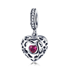 NEW WOSTU Charms 925 Sterling Silver Pink CZ Love Heart Beads for Women Jewelry Making Fashion Accessories Bijoux Gifts BKC1007 2024 - buy cheap