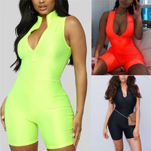 hirigin 2019 Women Clubwear Deep V-neck Low Cut Jumpsuit Playsuit Sleeveless Bodycon Slim Outwear Sport Romper Beachwear Shorts 2024 - buy cheap