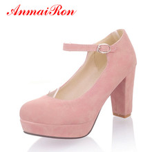 ANMAIRON Yellow Black Pink Blue Beautiful Pumps Gladiator Square Heels Ladies Shoes Plain Sweet Party Girls Platform Pumps 2024 - buy cheap