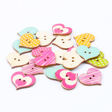 Mix Wooden Heart Shape Scrapbooking Button Handmade Accessory Sewing Home Decoration Craft DIY Botones 23x25mm 20pcs MT1529-FD 2024 - buy cheap