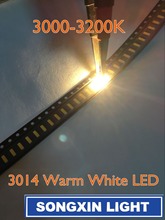 200 шт 3014 теплый белый SMD СВЕТОДИОДНЫЙ шарик 3,0-3,2 v 30mA 9-10LM 3,0*1,4 мм 3000-3200K 2024 - купить недорого