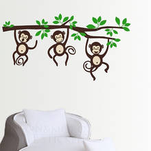 Three Little Monkeys on a Branch wall decal LARGE   for home  mural wallpaper  wall decals  80*145CM  Free shipping 2024 - buy cheap