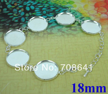 New Silver Plated Brass Blank Bracelets with 18mm Inner Round Bezel trays Glass Stone Cabochon Bracelets Settings bulk Wholesale 2024 - buy cheap