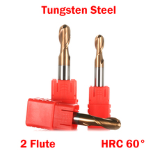 Brocas de corte de carburo de tungsteno, brocas de corte de extremo de bola, herramienta de enrutador CNC, R1.5, R2, R2.5, R3, 2 flauta, HRC60 2024 - compra barato