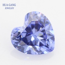 5A Light Tanzan Blue Heart Shape Cubic Zirconia Brilliant Cut Loose CZ Stone Synthetic Gems Beads For Jewelry 3x3-12x12mm 2024 - buy cheap