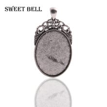 8pcs32*60mm(Fit30*40mm Dia)Oval Cabochon Pendant Setting Blank Charms Antique Silver Metal Zinc Alloy Trendy Filigree Lace6D1066 2024 - buy cheap