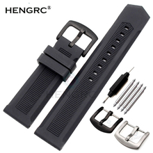 HENGRC Rubber Watchband 22mm Men Black Orange Sport Diving Silicone Watch Band Strap Bracelet Stainless Steel Metal Pin Buckle 2024 - buy cheap