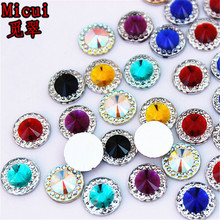 Micui 100 pcs 10mm Rodada Resina Rhinestone Natator Crystal Stone beads natator Cabochão Pedra DIY Decoração de Casamento Artesanato ZZ617 2024 - compre barato