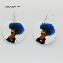 Unfinished Wood Printing Africa Women Round Drop Earrings Modern Girl Wooden Fashion African Hiphop Ethnic Tribal DIY Jewelry 2024 - buy cheap