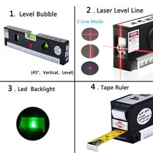 Nível a laser em bolha, 4 em 1, vertical e horizontal, fita métrica, alinhador, linhas de marcação a laser, ferramenta tripé para escolher 2024 - compre barato