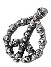 NEW 100% 925 Silver Skull Necklace Pure Silver Skeleton Pendant Necklace Sterling Peace Symbol Necklace 2024 - buy cheap