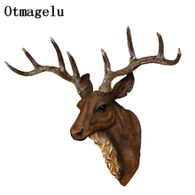 Vintage Resin Reindeer Ornament Figurines Miniatures Animal Statues For Home Hotel Wall Hanging Background Wedding Decoration 2024 - buy cheap