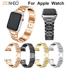 Металлический ремешок для часов iWatch Series 4, 3, 2, 1, 40, 44, 42, 38 мм, браслет со стразами для apple watch 2024 - купить недорого