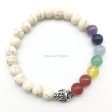 SN1300 женский белый бирюзовый браслет дизайнерский 7 Чакра голова Будды медитативный браслет буддийские исцеленные ювелирные изделия оптом 2024 - купить недорого