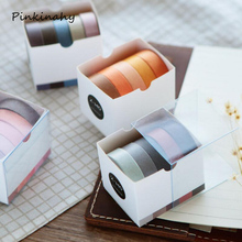 Caja de 5 unidades de macarrón japonés Vintage/color, cinta decorativa Washi artesanal, planificador, álbum de recortes diario, Cinta adhesiva Escolar 2024 - compra barato