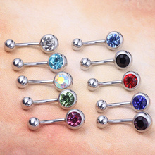 Piercing de acero inoxidable con una sola gema para el cuerpo, Anillo para el ombligo, barra para el ombligo, 10 colores 2024 - compra barato