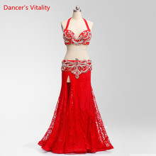 2018 New Custom Made Women Belly Dance Performance Clothing Lace Dance Outfit Set (Bra, Belt,Skirt) Women Belly Dance Costume 2024 - buy cheap