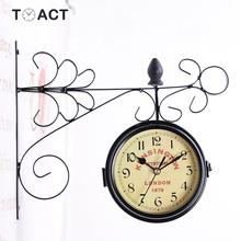 Wall Clock European Double-sided Classic Wall Clocks Wrought Iron Hanging Watch Vintage Decorative Living Room Garden Decor Mute 2024 - buy cheap
