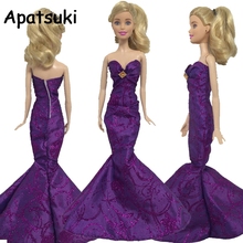 Purple High Fashion Mermaid Fishtail Doll Dress For Barbie Doll Clothes Evening Dresses Party Gown 1/6 Doll Accessories 2024 - buy cheap