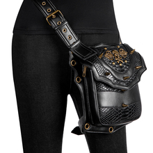 Bolsa de cintura estilo steampunk, bolsa de couro preto vintage, estilo de rua, para motocicleta, com coxa 2024 - compre barato