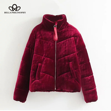 Bella Philosophy 2018 Winter Parkas Women Christmas Coat Casual Warm Velvet Female Pockets Zipper Outwears For Ladies Jacket 2024 - buy cheap