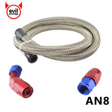 evil energy AN8 Stainless Steel Braided Oil Fuel Hose Line Silver 1M+0+45Degree Swivel Oil Fittings Oil Cooler Adapter Hose End 2024 - buy cheap