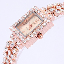 Jw relógio de pulso feminino com pulseira de strass, relógio de pulso elegante de ouro rosé, para presente 2024 - compre barato
