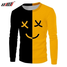 UJWI-Sudadera con estampado 3D de cara sonriente para hombre, suéter informal, ropa de hombre divertida, negro y amarillo, al por mayor 2024 - compra barato