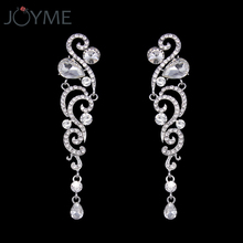 Luxury Long Crystal Bridal Wedding Earrings For Women Silver Color Drop Earring Blue Stones Fashion Jewelry Accessories 2024 - buy cheap