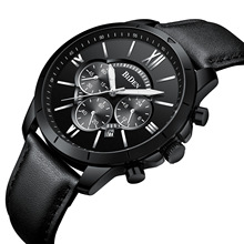 Reloj deportivo de cuarzo para hombre, cronógrafo de pulsera de cuero genuino, resistente al agua, de negocios 2024 - compra barato