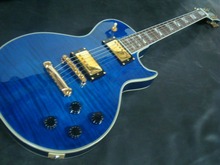 Nova AA supremo azul personalizado corpo oco guitarra humbucker captador chama top corpo de mogno um pedaço do pescoço Frete grátis alta qualidade 2024 - compre barato