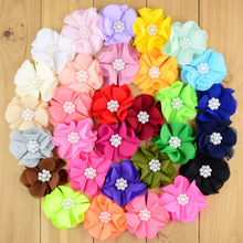 120pcs/lot 30 Color U Pick 2.8 Inch Soft Chiffon Layered Fabric Flowers With Pearl DIY girls Hair Accessories TH02 2024 - buy cheap