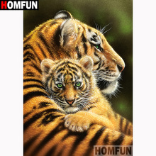 HOMFUN-pintura de diamante 5D DIY "Tigre animal", cuadrados o redondos de imitación bordado de diamantes, estilo punto de cruz 3D, decoración del hogar, A16911 2024 - compra barato