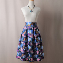 Falda plisada de cintura alta para mujer, falda retro con estampado Floral de peonía, vestido de baile de verano y otoño 2024 - compra barato