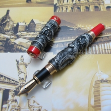 Jinhao Chinese "double Dragons Playing With The Pearl"  Heavy pen Antique Silver Advanced Fountain Pen with Gift Box J17FD5 2024 - buy cheap