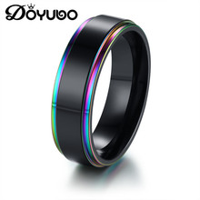 Мужские черные кольца DOYUBO в стиле панк из нержавеющей стали 316L с красочными боками, модные кольца для мужчин, черные кольца для вечеринки, Изящные Ювелирные изделия DA071 2024 - купить недорого