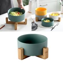 Creative Ceramic Bowl with Bamboo Wood Stand Western Food Tableware Fruit Dessert Dish Salad Bowl Soup Bowl 2024 - buy cheap